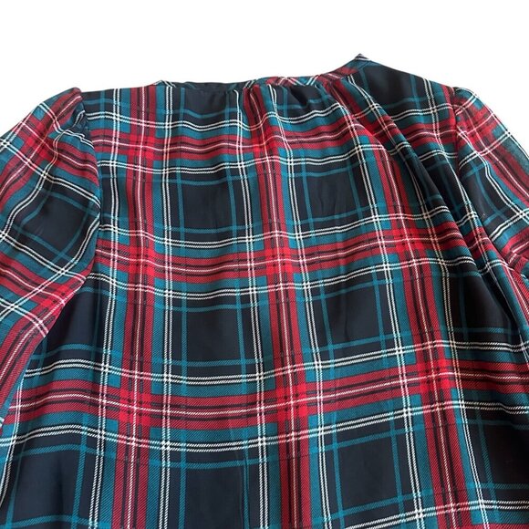 Draper James Red Green Plaid Mini Dress Fit And Flare Long Sleeve Size Large - Picture 8 of 12